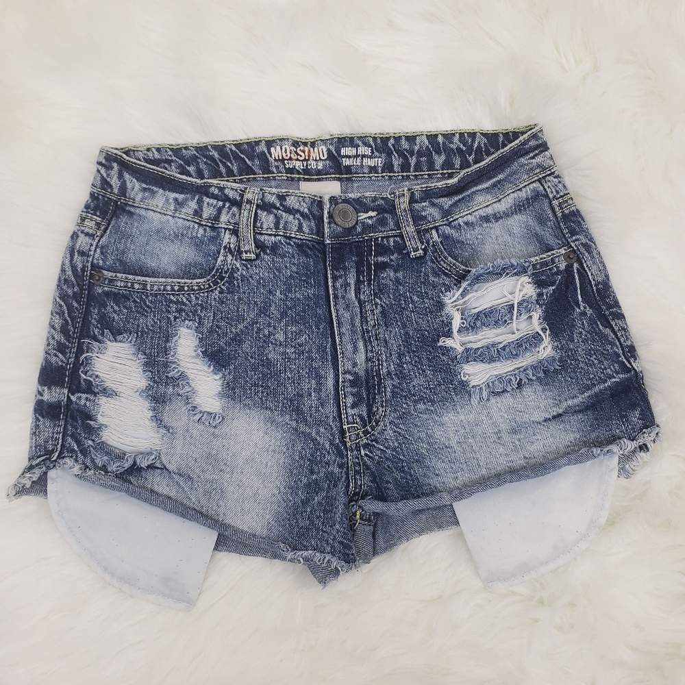 Mossimo High Rise Distressed Acid Wash Jean Shorts